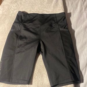 Black biker shorts, pockets on the side